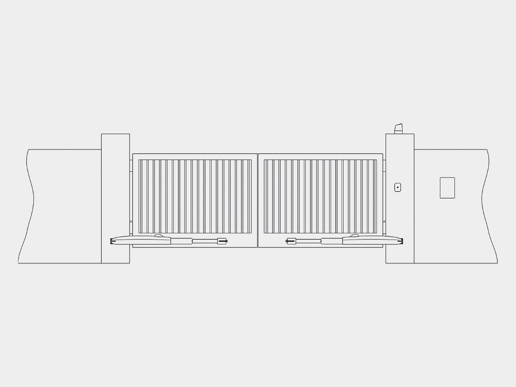 Монтируется кронштейнами на столбы ворот.